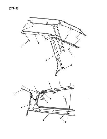 1989 Dodge Ramcharger Panels - Trim Upper And Lower Diagram