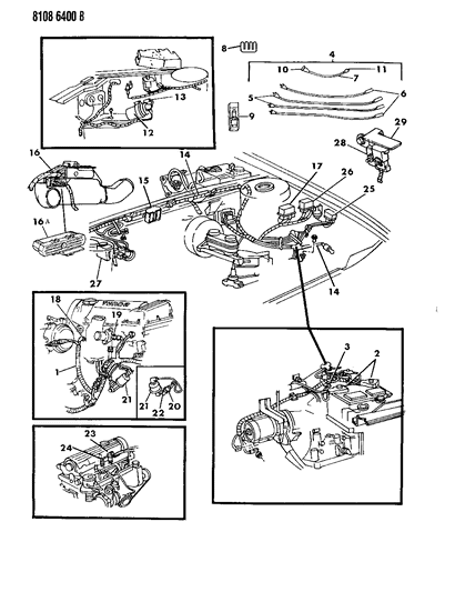 1988 Chrysler Town & Country Wiring - Engine - Front End & Related Parts Diagram