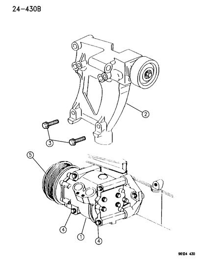 1996 Dodge Stratus Compressor & Mounting Diagram