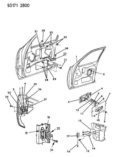1993 Dodge Dynasty Front Door Outside Right Diagram for FS06LM9