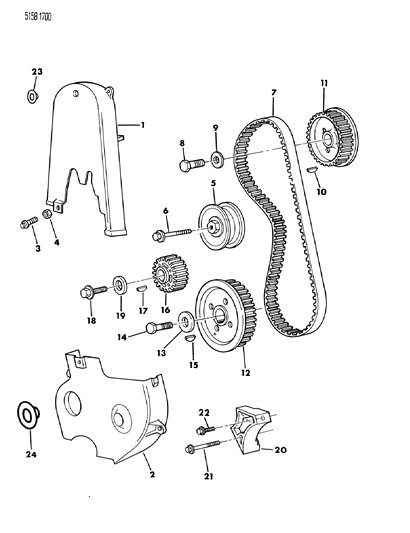 1985 Chrysler Town & Country Timing Belt, Sprockets, Covers Diagram