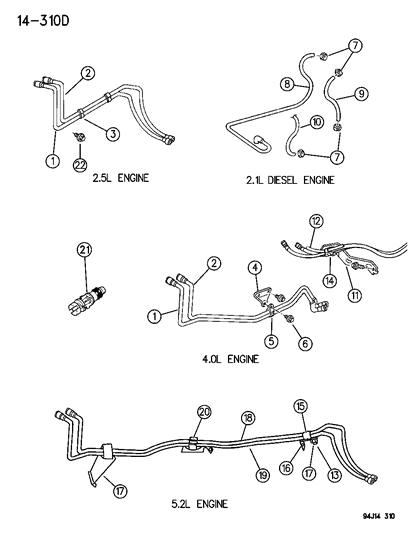 1995 Jeep Grand Cherokee Tube-Fuel Supply Diagram for 52127633