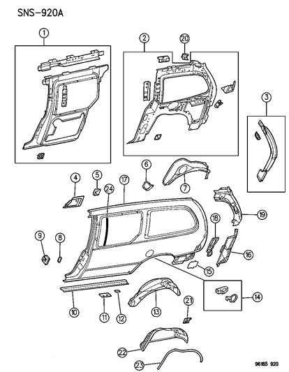 1996 Dodge Caravan Quarter Panel Diagram