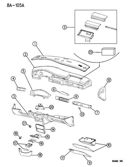 1994 Chrysler LHS Instrument Panel Diagram 1