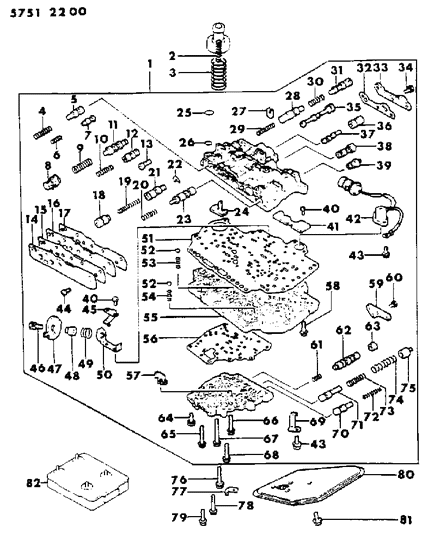 1985 Dodge Colt Valve Body & Components Diagram