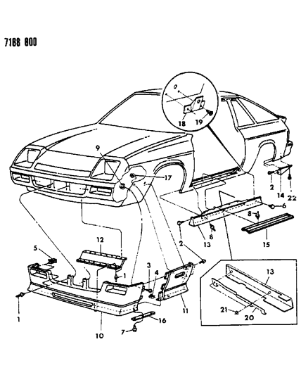1987 Dodge Charger Ground Effects Package - Exterior View Diagram