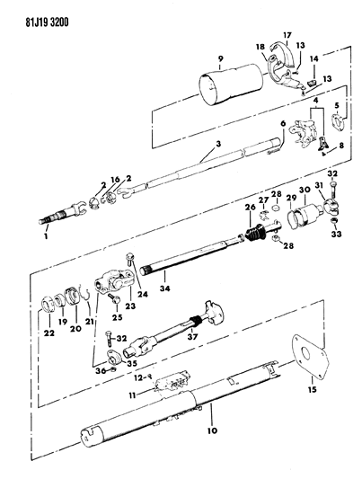 1984 Jeep J10 Housing - Steering Column Lower Diagram 4