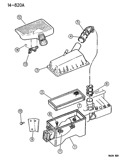 1994 Jeep Cherokee Cover-Air Cleaner KDX Diagram for 53030296