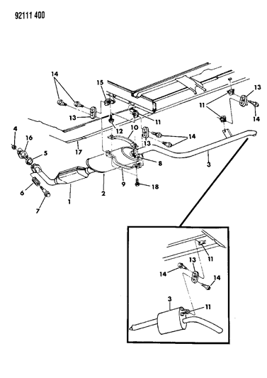 1992 Chrysler Town & Country Exhaust System Diagram 1
