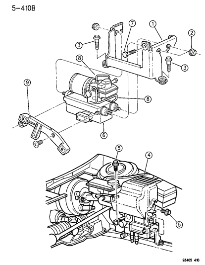 1996 Dodge Intrepid Hydraulic Control Unit Anti-Lock Brakes Diagram