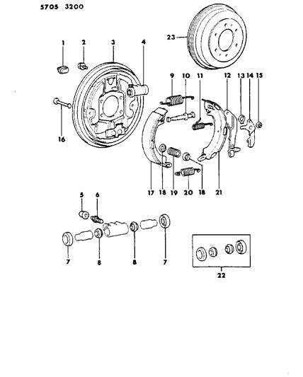 1986 Dodge Ram 50 Cylinder, Wheel, Lt., 1987 Diagram for MB500485