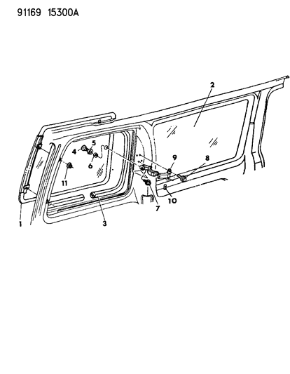 1991 Dodge Caravan Glass - Body Side Aperture Diagram