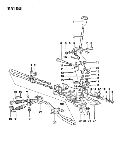 1991 Dodge Colt Controls, Gearshift Diagram