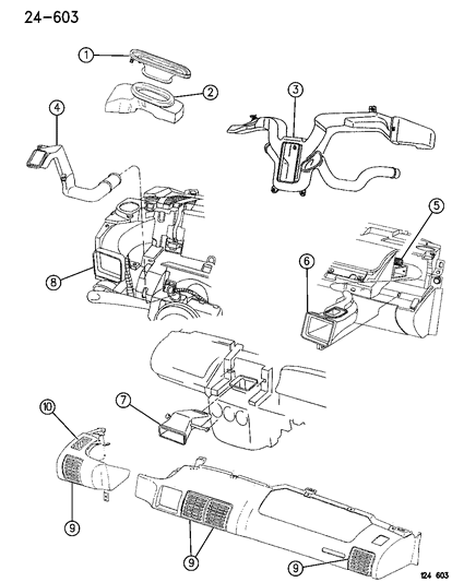 1996 Dodge Neon Air Distribution Ducts, Outlets Diagram