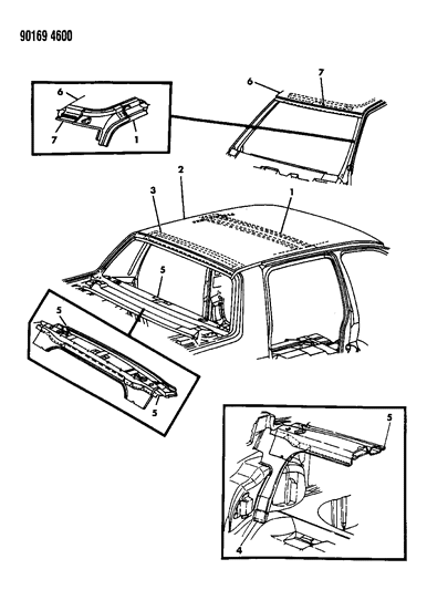 1990 Chrysler LeBaron Roof Panel Diagram