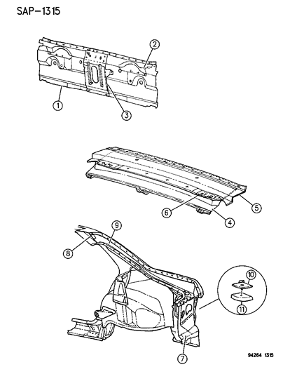 1994 Dodge Shadow Liftgate Opening Panel Diagram