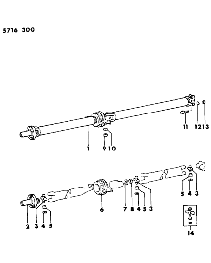 1985 Dodge Ram 50 Propeller Shaft & Universal Joint Diagram