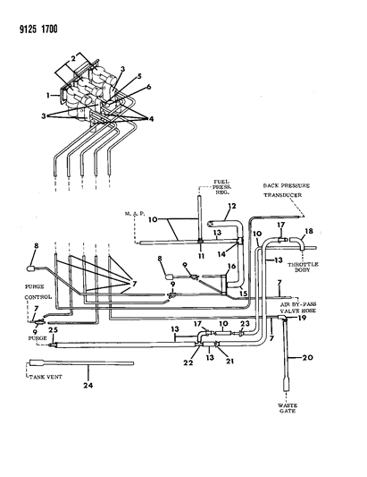 1989 Dodge Shadow Emission Hose Harness Diagram 6