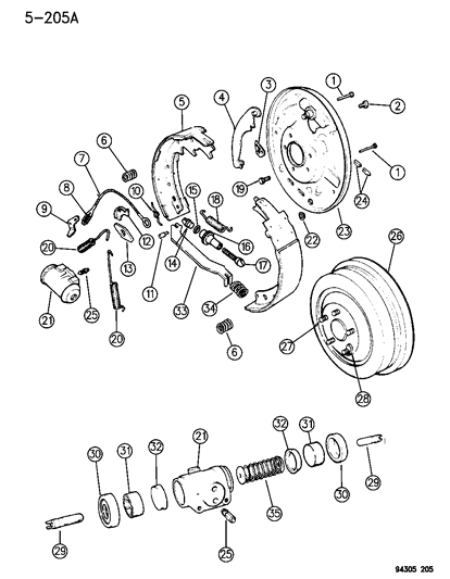 1996 Dodge Dakota Shoe Kit-Drum Diagram for 4761805