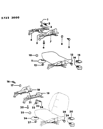 1986 Chrysler Conquest Adjuster High Back Bucket Diagram