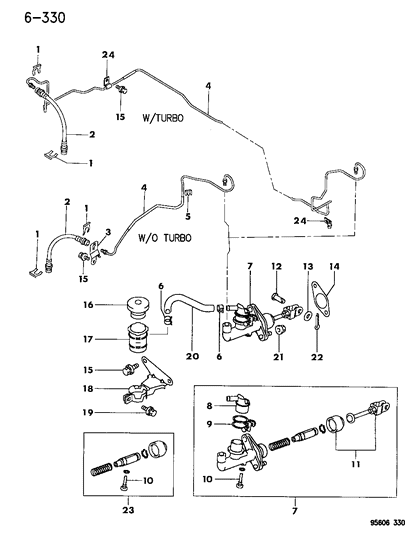 1996 Dodge Avenger Clutch Controls & Related Parts Diagram