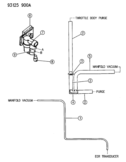 1993 Chrysler Town & Country Emission Hose Harness Diagram 2