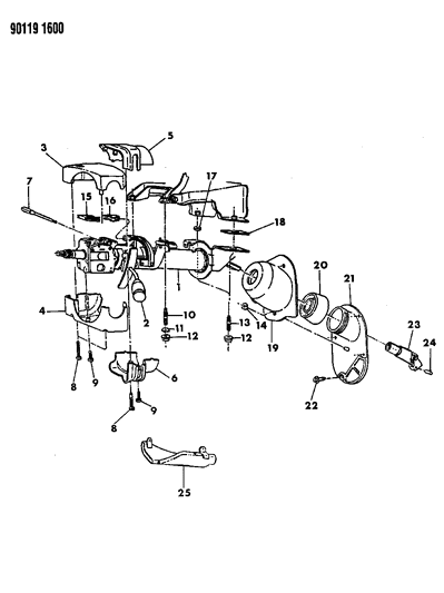 1990 Dodge Dynasty Column, Steering, Upper And Lower Diagram