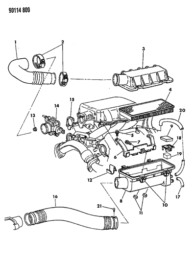 1990 Chrysler Town & Country Air Cleaner Diagram 3