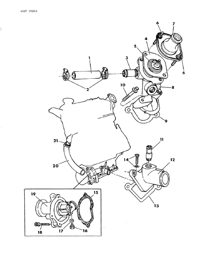 1984 Dodge Omni Water Pump & Related Parts Diagram 1
