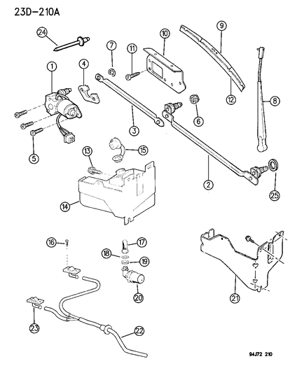 1995 Jeep Wrangler Reservoir-W/S Washer Dual Pump Diagram for 55154742