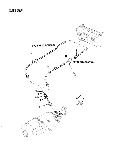 1988 Jeep Grand Wagoneer Cable, Speedometer & Pinion Diagram