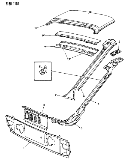 1987 Dodge Charger Liftgate Opening Panel Diagram 1