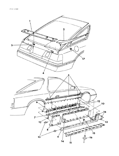 1984 Dodge Daytona Ground Effects Package - Exterior View Diagram