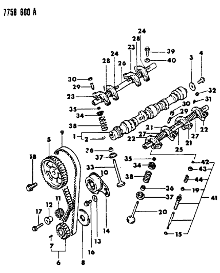 1988 Chrysler Conquest Camshaft & Valves Diagram 1