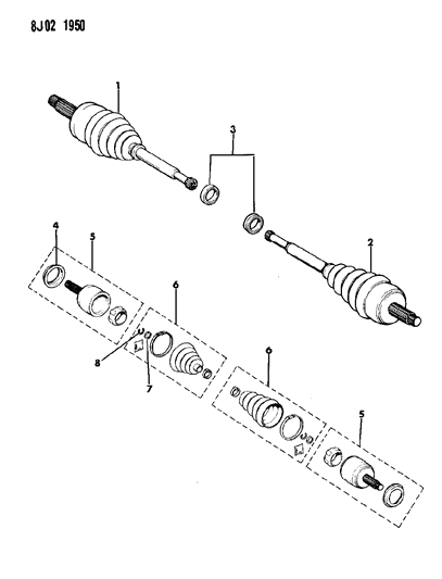 1987 Jeep Cherokee Shafts - Front Axle Diagram 2