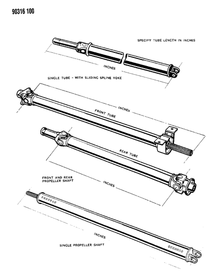 1993 Dodge D150 Propeller Shaft Reference Listing Diagram