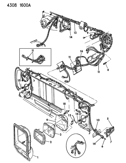 1985 Dodge D250 Lamps & Wiring (Front End) Diagram