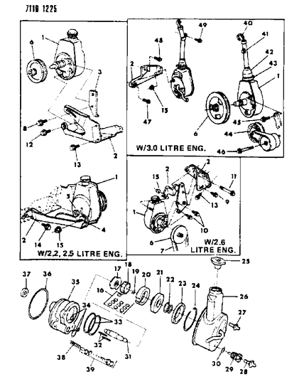 1987 Chrysler Town & Country Power Steering Pump & Attaching Parts Diagram