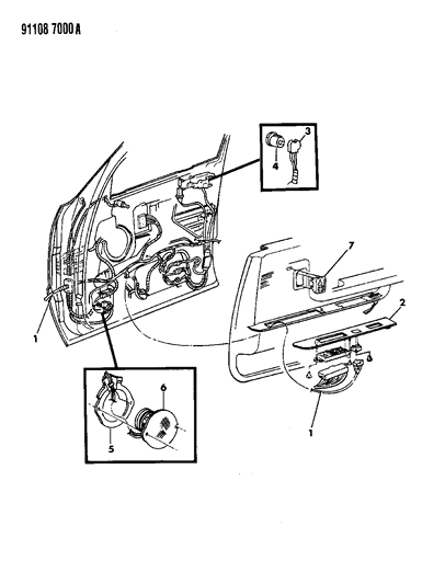 1991 Dodge Dynasty Wiring & Switches - Front Door Diagram