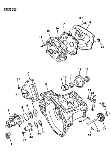 1992 Chrysler LeBaron Case, Transaxle & Related Parts Diagram