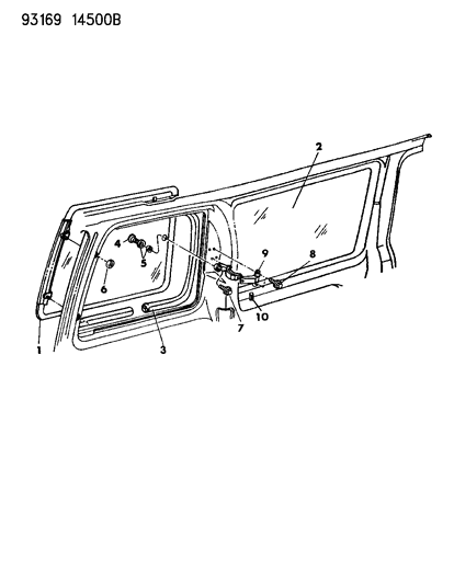 1993 Chrysler Town & Country Glass - Body Side Aperture Diagram