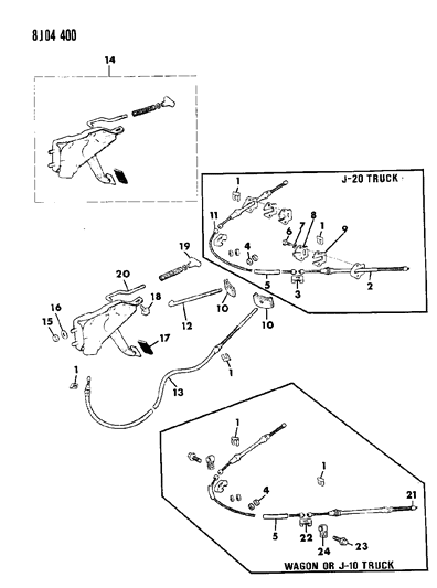 1987 Jeep Grand Wagoneer Lever Assembly & Cables Parking Brake Diagram