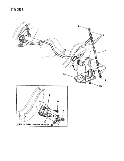 1988 Dodge Diplomat Sway Bar - Rear Diagram