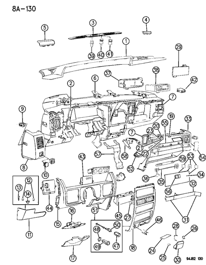 1994 Jeep Grand Cherokee Tray Instrument Panel Diagram for 55028830