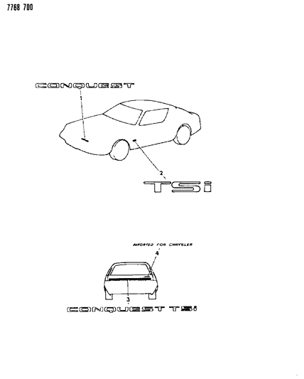 1987 Chrysler Conquest Tape Stripes & Decals - Exterior View Diagram