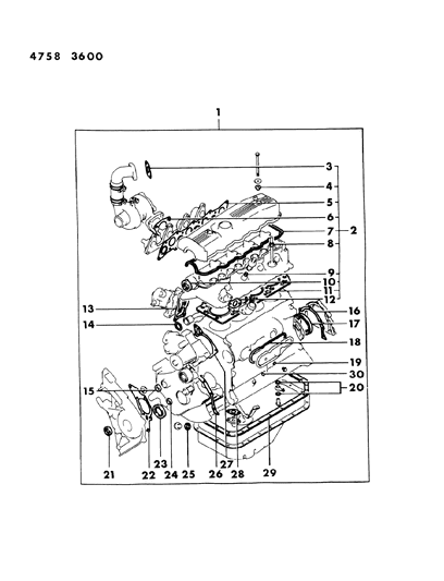 1984 Dodge Ram 50 Engine Overhaul Gasket Set Diagram 1
