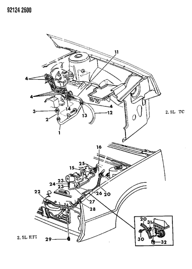 1992 Dodge Daytona Plumbing - A/C & Heater Diagram 4