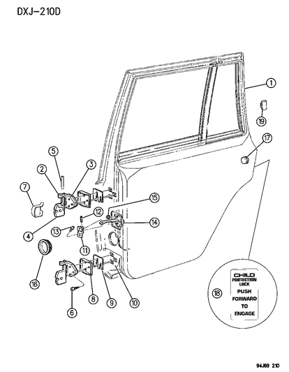 1996 Jeep Cherokee Hinge Assembly Diagram for 55074635