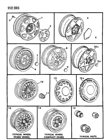 1989 Dodge Shadow Wheels & Covers Diagram
