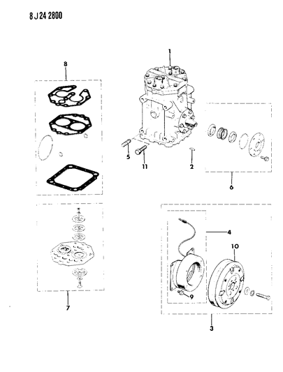1988 Jeep Grand Wagoneer Compressor, Air Conditioning Diagram 3